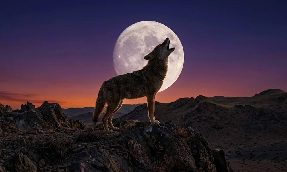 Coyote, a wild canine native to the deserts and mountains of North America