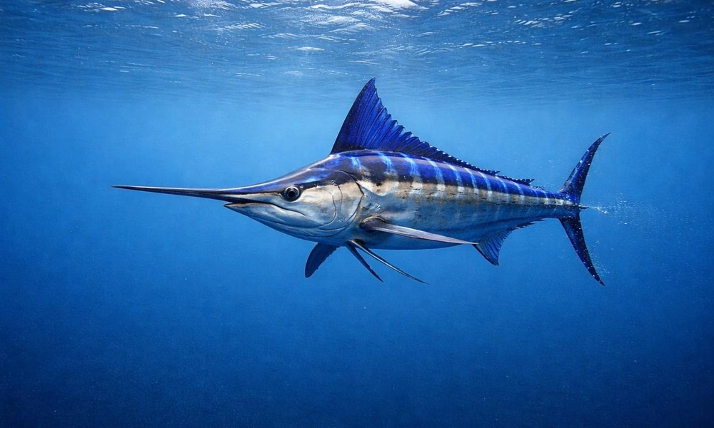 Bluefish swimming in coastal ocean waters.